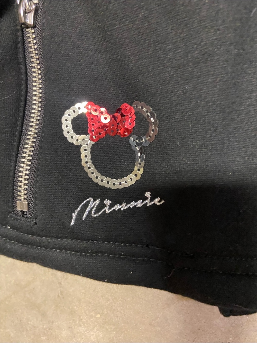 Disney Store Minnie Mouse Moto Jacket Faux Leather Sequin Detail Size 3T Outdoor - Picture 6 of 8